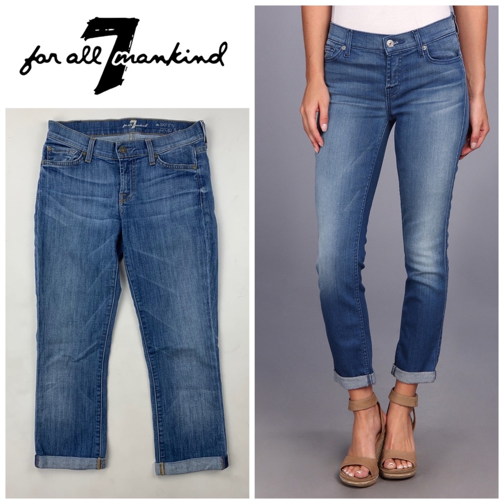 7FAM Skinny Crop And Roll Jeans Size 24